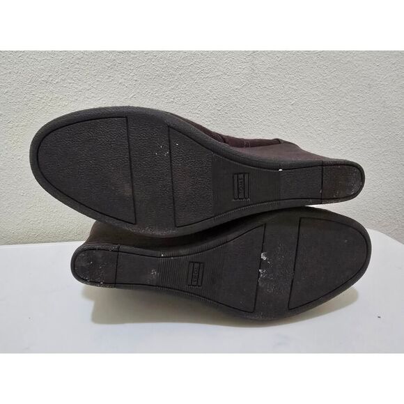 TOMS Desert Wedge High Dark Brown Wool Coated Canvas Casual Winter Womens Size 7 - Picture 7 of 7